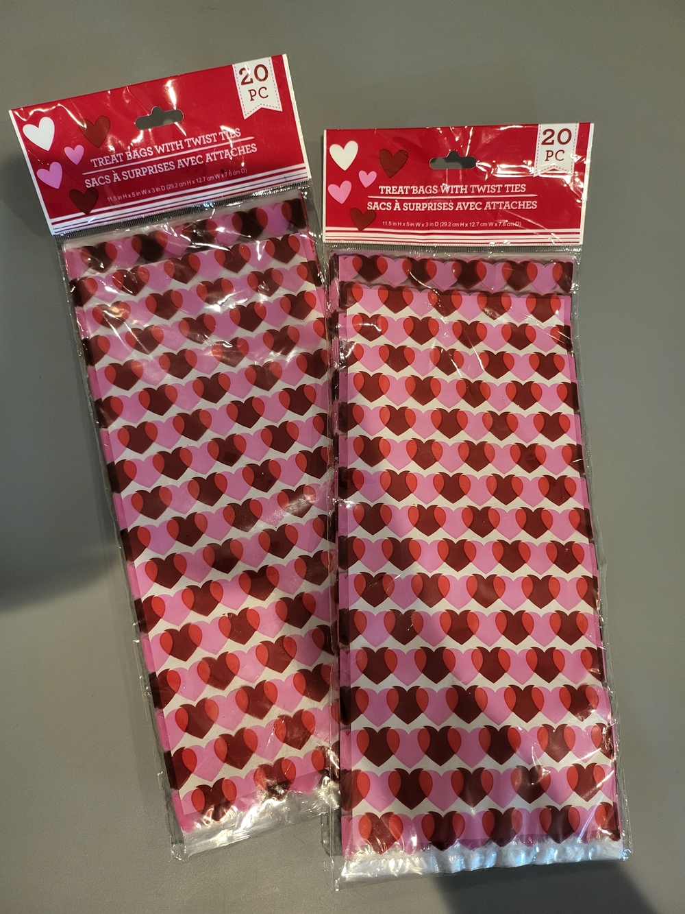 Valentine Heart Treat Bags w/ Ties 40 Count NEW